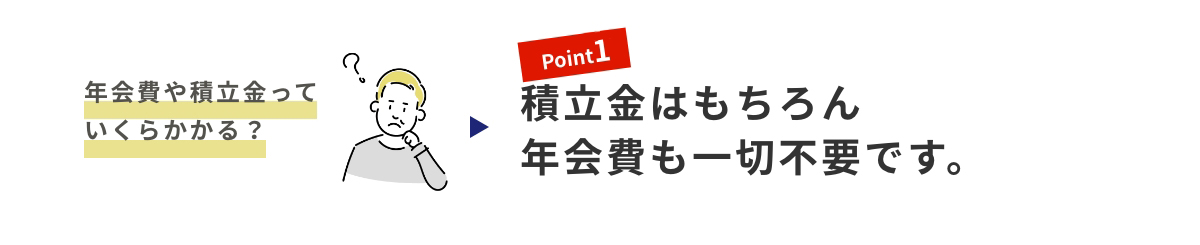 積立金はもちろん年会費も一切不要です。